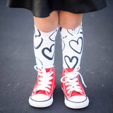 Monochrome Hearts Knee High Socks