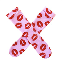Pink & Red Kisses Knee High Socks