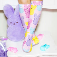 Pink Peeps Knee High Socks