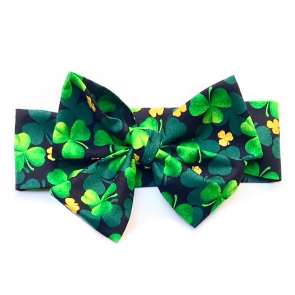 GOLD Glitter Four Leaf Clover ST. PATRICK'S DAY Head Wrap