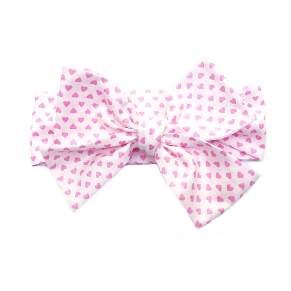 White & Pink Tiny Hearts Head Wrap
