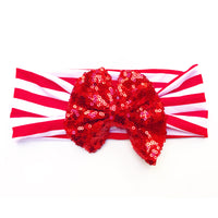 Red & White Stripe RED SEQUINS HeadBand