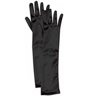 Black Satin Long Gloves