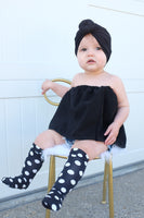 Black Polka Dot Knee High Socks