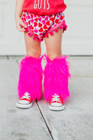 Hot Pink Faux Fur Leg Warmers