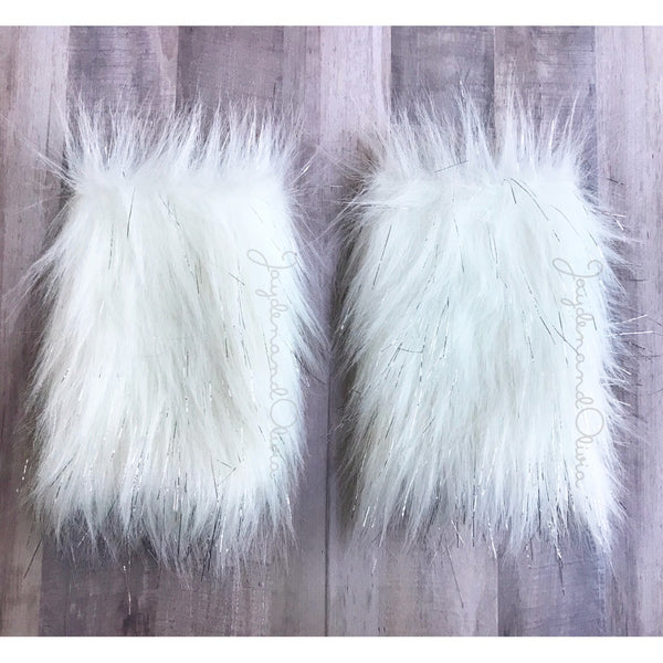 Sparkle White Faux Fur Leg Warmers