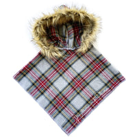 Grey FLANNEL Plaid HOODED Poncho