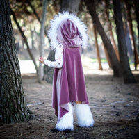 VELVET Sugar Plum *HOODED* FAUX FUR Cape Vest