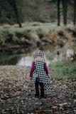 Med Black & White Buffalo Plaid FAUX FUR Cape Vest