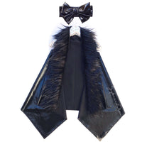 Black Faux Leather FUR Cape Vest