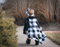 Lrg Black & White Buffalo Plaid FAUX FUR Cape Vest