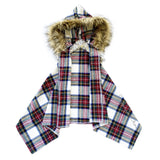 HARVEST Plaid *HOODED* FAUX FUR Cape Vest