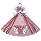 VELVET Pink Frost HOODED Cape