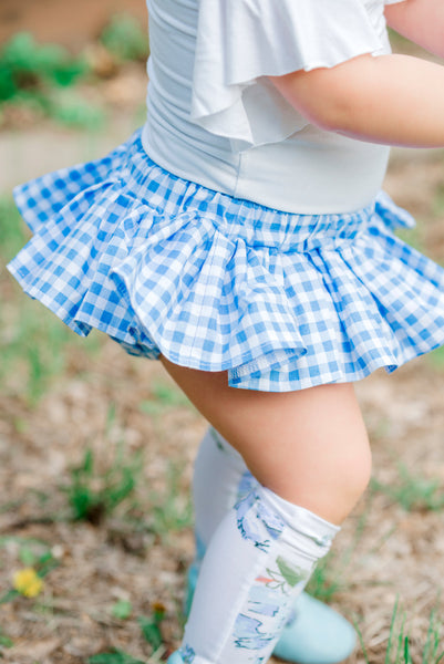 Baby Blue Gingham Bloomer Skirt
