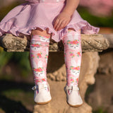 Pink Sleeping Bunny Floral Knee High Socks
