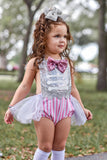 Silver and Baby Pink NutCracker Romper