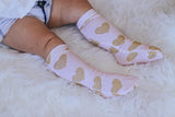 Light Pink Gold Heart Knee High Socks