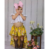 Mustard Floral High-Low Skirt