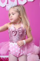 Light Pink Sparkle Polka Dot VALENTINES Romper