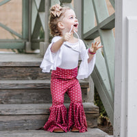 Tiny Coral Floral Bell Bottoms