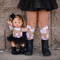 Pink Cheetah Santa Knee High Socks