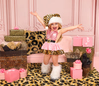 DELUXE Baby Pink CHEETAH Santa Romper