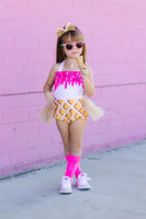 HOT PINK *SPRINKLES* Ice Cream Cone SUNDAE Romper