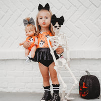 Orange & Black Bow Skulls