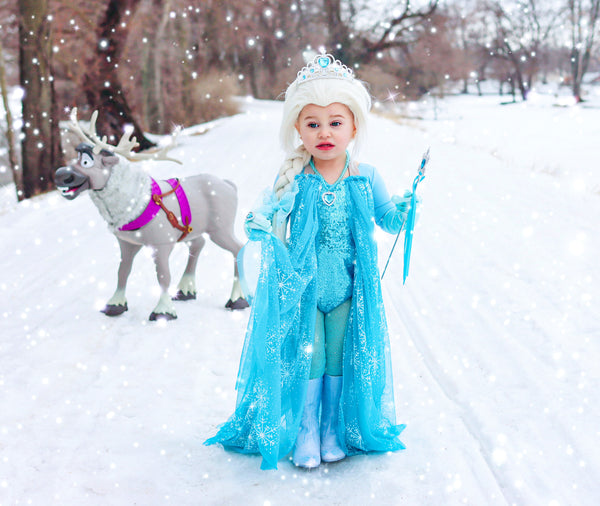 *NEW*BLUE* Queen Elsa FROZEN Romper with attached CAPE!