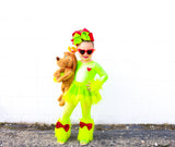 "The Grinch" Sequins RED Bow Faux Fur Leg Warmers