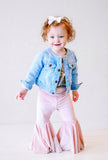 Light Pink Stripe VELVET Bell Bottoms