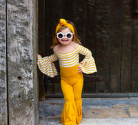 Mustard Stripe OTS Bell Sleeve