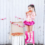 PINK Pizza Hearts Stripe Knee High Socks