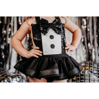 DELUXE BLACK New Years Eve Tuxedo Romper