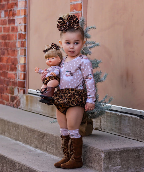 Tan Cheetah Santa Leotard