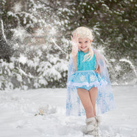 Elsa White & Blue Sparkle Snowflake Cape