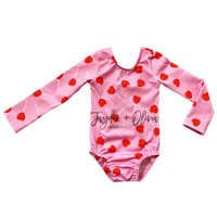 Pink & Red Heart Suckers Long Sleeve Leotard