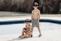 BOYS Black & White Checkered Shorts