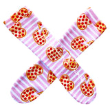 PINK Pizza Hearts Stripe Knee High Socks