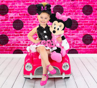 CLASSIC Black SPARKLE Pink & Black Dot Minnie Eyelet SKIRT Romper