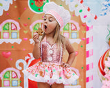 DELUXE Pink Candyland Gingerbread Romper