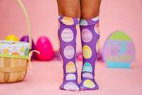 Colorful Purple Easter Eggs Knee High Socks