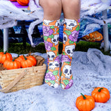 Orange Floral Sugar Skulls Knee High Socks