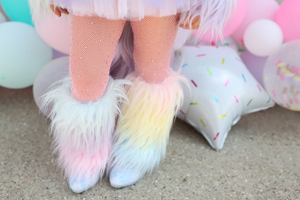 Unicorn Rainbow Faux Fur Leg Warmers