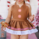 DELUXE Candy Cane Stripe Gingerbread Romper