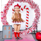 DELUXE Candy Cane Stripe Gingerbread Romper