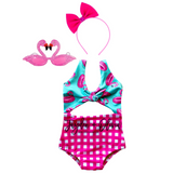 Teal Flamingo Gingham One piece