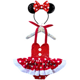 CLASSIC Red SPARKLE Red Dot Minnie Eyelet SKIRT Romper