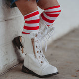 Red Stripe Knee High Socks