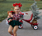 Red Buffalo Plaid Christmas Trucks Leotard